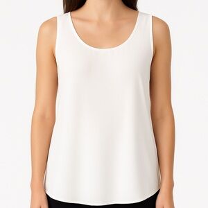 Calvin Klein White Sleeveless Chiffon Blouse Top L NWT